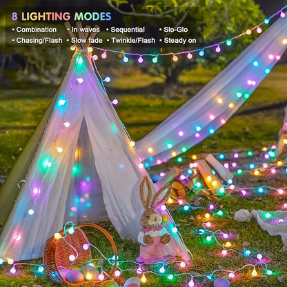JMEXSUSS 100 LED Easter Lights Battery Operated, 33ft Multicolor Globe String - Image 2