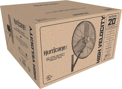 Hurricane Pro Commercial Grade Oscillating Metal Wall Mount Fan w/ 3 Speeds - Image 9