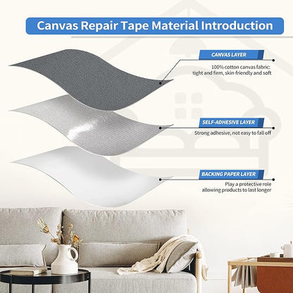 KING MOUNTAIN Canvas Repair Patch 16×60 Inch Self-Adhesive Waterproof Fabric - Image 3