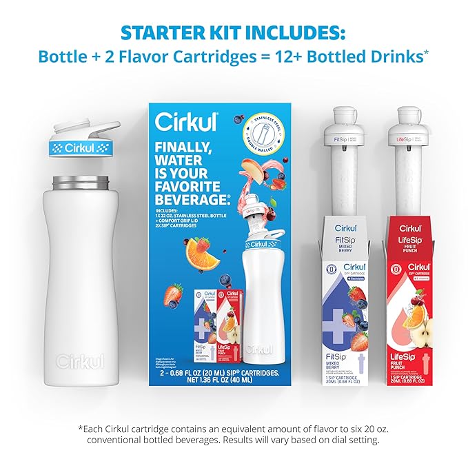 Cirkul 22oz. White Stainless Steel Water Bottle Starter Kit - Image 3