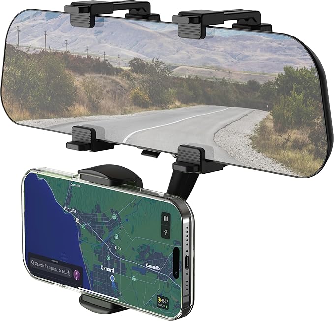 Scosche SUHRM Rear View Mirror Phone Holder, 360° Rotatable Rearview Mirror - Image 2