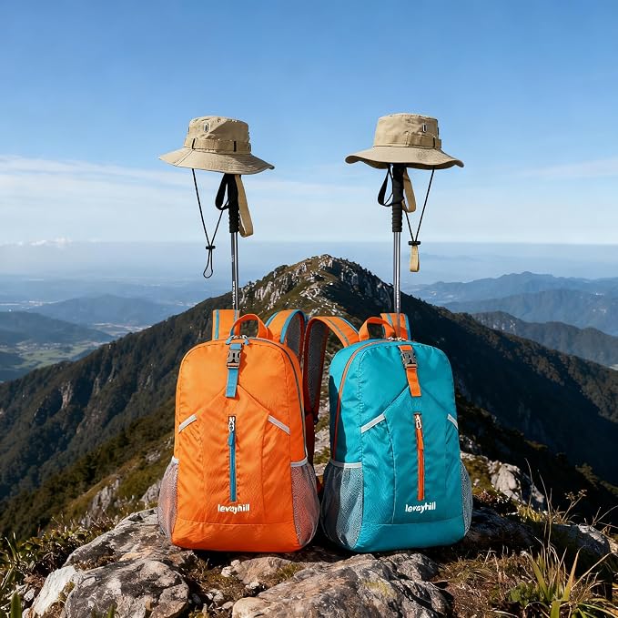 levayhill 25L Foldable Backpack & Bucket Hat 2 IN1 Combo, Lightweight packable - Image 7