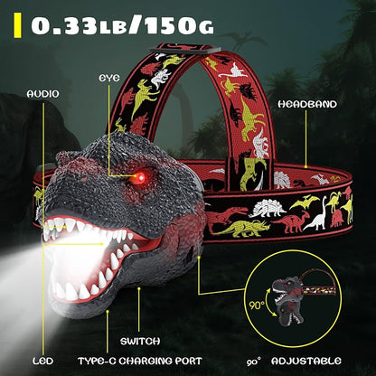 Dysaim Kids Headlamp, Dinosaur Headlamp - Image 9