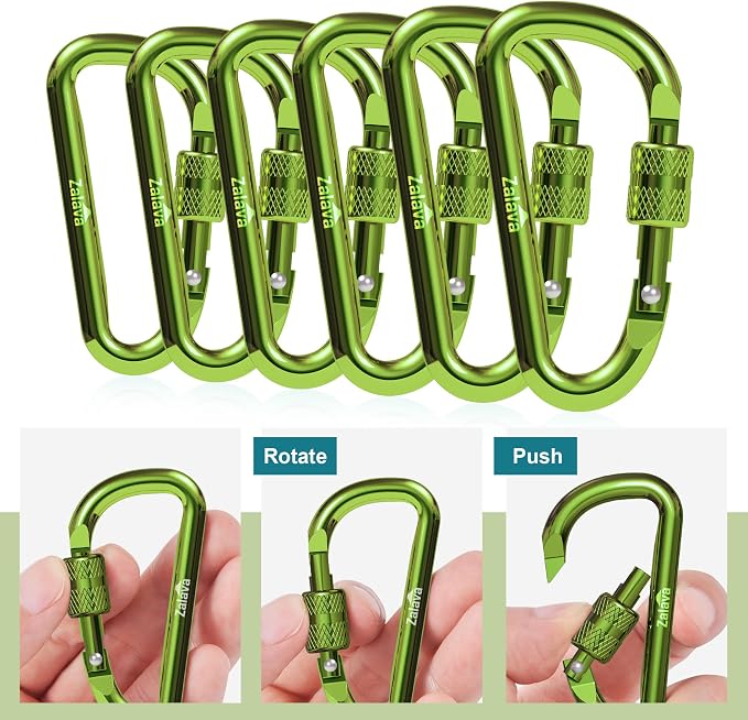 6PCS Carabiner Keychain, 2 inch Aluminum D-Clip Caribeener - Image 6
