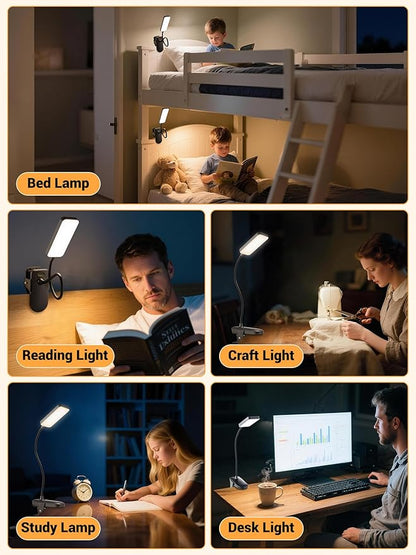 Clip on Light, 9 Brightness+5 Color Rechargeable Desk Lamp, 4000mAh Battery - Image 6