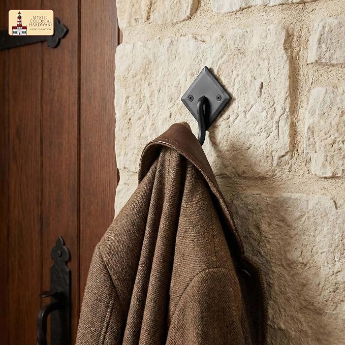 Mystic Colonial Rustic Cast Iron Wall Hooks, 3.6" Heavy Duty Coat Hooks - Image 6