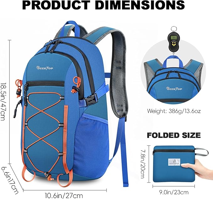 Seektop 20L Foldable Waterproof Hiking Backpack, Ultralight Small Lightweight - Image 3