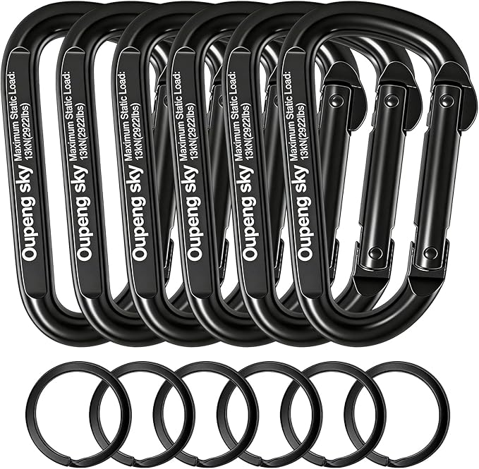 Carabiner Clip - Heavy Duty Carabiners 800lbs-13KN Carabeaner D Ring Shape by Oupengsky