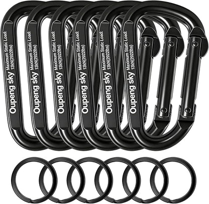 Carabiner Clip - Heavy Duty Carabiners 800lbs-13KN Carabeaner D Ring Shape by Oupengsky