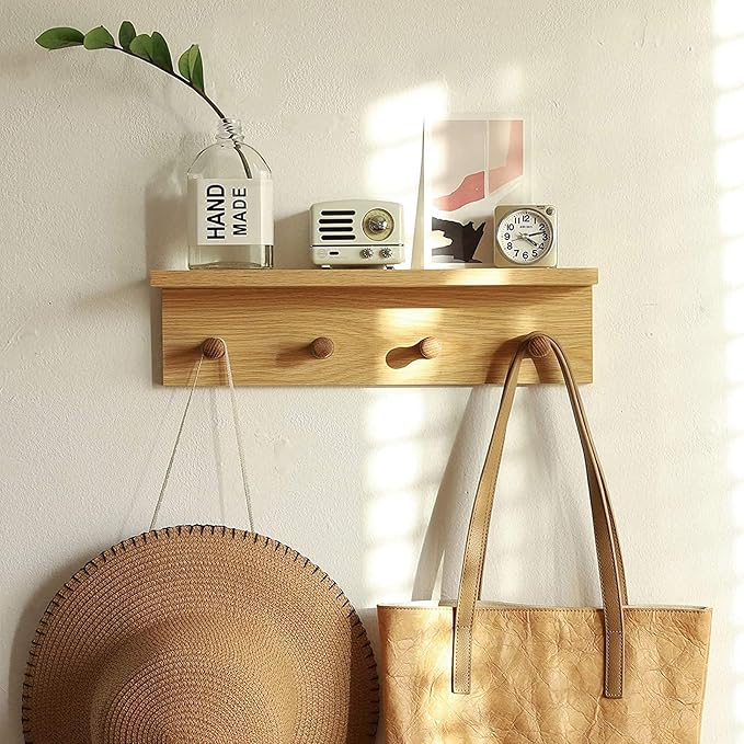 Entrance Coat Rack ，Coat Hooks, Wall-Mounted Wooden Hook Rack, Wall-Mounted - Image 3