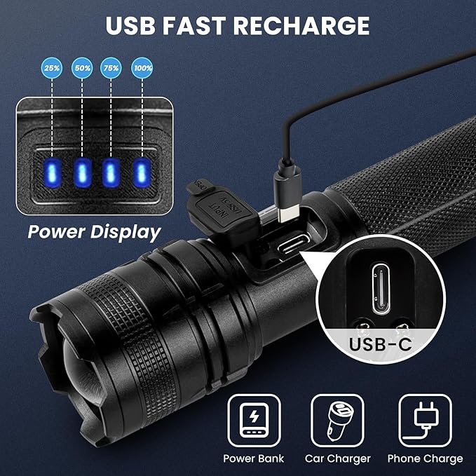 THY TRY Rechargeable LED Flashlights High Lumens, 90000LM Super Bright - Image 6