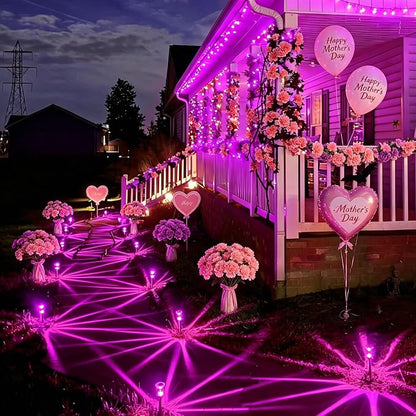 Solar Pathway Lights Gift for Mom 10 Pack Pink Solar Lights Outdoor Waterproof - Image 7