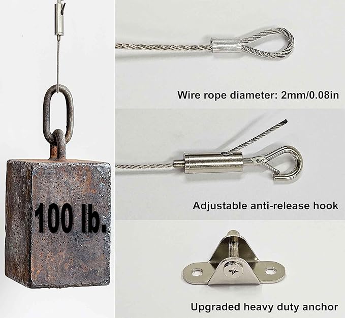 4 Sets Adjustable Hanging Wire Kit, Stainless Steel Multipurpose Suspension - Image 3