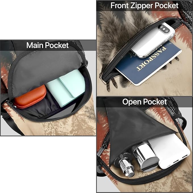 FyLybois Raccoon Sling Bag for Women Lightweight Crossbody Backpack Casual - Image 6