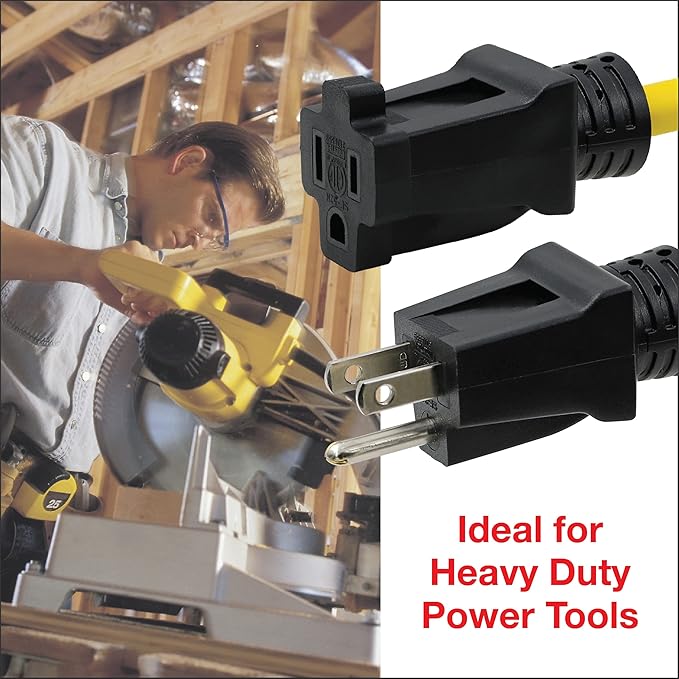 Clear Power 25 ft 12/3 SJTW Heavy Duty Outdoor Extension Cord, Water & Weather - Image 5