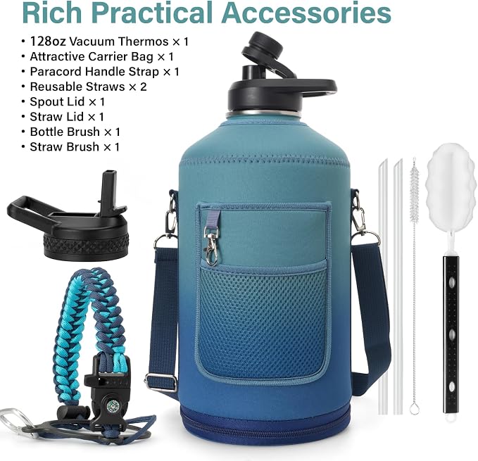 DYSANKY 1 Gallon Insulated Water Bottle | Upgraded Thickened Stainless Steel - Image 2