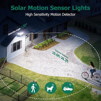 4500LM Solar Lights Outdoor, 4 Adjustable Heads Motion Sensor Lights, 3 Modes - Image 4
