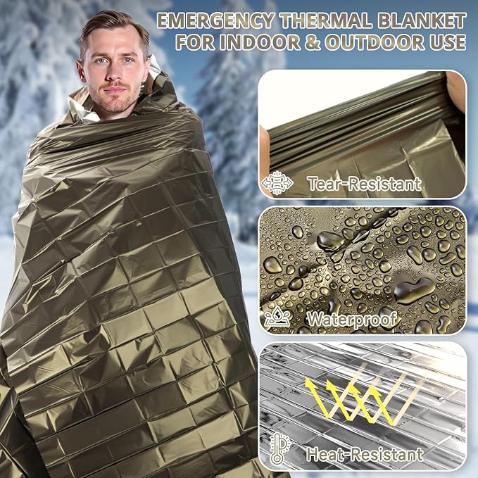 SecuCaptain Survival Emergency Thermal Blankets: Extra Large 84” x63” Space - Image 5