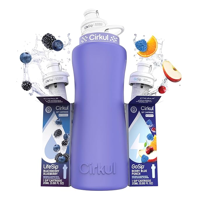 Cirkul 32oz. Matte Periwinkle Stainless Steel Water Bottle Starter Kit by Cirkul