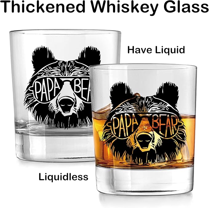 Nogrit Papa Bear Whiskey Glasses 10 oz, Papa Dad Gifts - Image 5