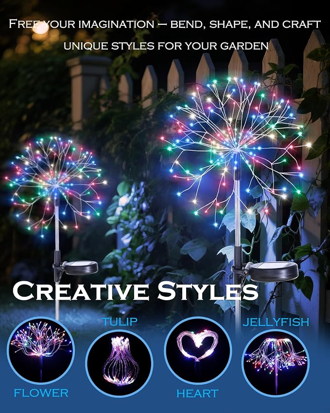 Solar Garden Lights Outdoor Yard Decorations, 4 Pack 150Leds Pathway Light - Image 5