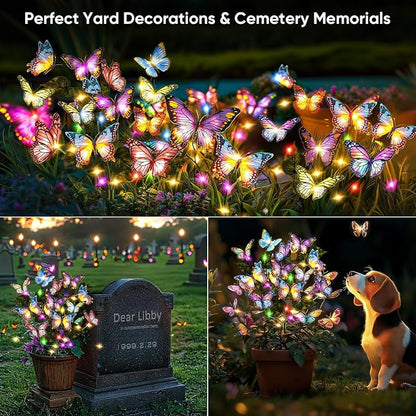 Solar Lights Outdoor Garden Decor: 6 Pack 102 Silk Butterflies - Image 7