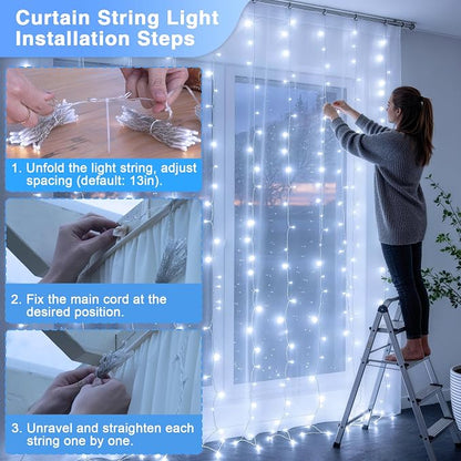 JMEXSUSS 300 LED 9.8x9.8Ft Curtain Lights Indoor - Image 9