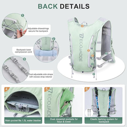BECOJADDE Running Vest Hydration Backpack - Image 3