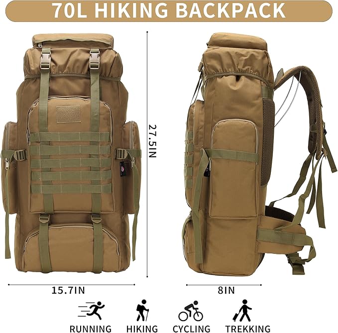 Hiking Backpack for Men 70L/100L Camping Backpack Military Rucksack Molle 3 - Image 2