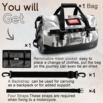 OSAH DRYPAK Waterproof Duffel Bag 25L/40L/60L – Heavy-Duty Motorcycle Tail Bag - Image 8