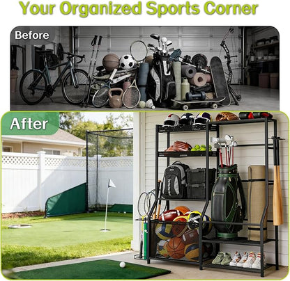 Large Sports Organizer for Garage, Ball Storage Rack Garage Sports Equipment - Image 6