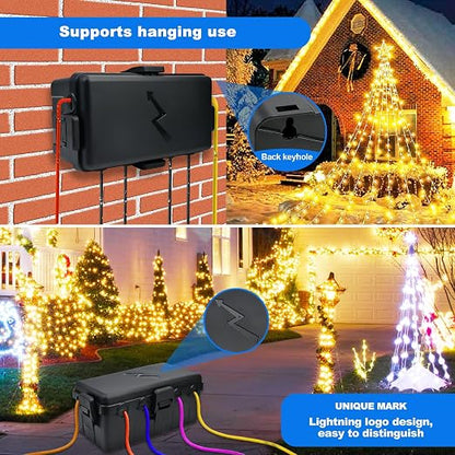 Hrensaw Medium Outdoor Electrical Box, IP54 Waterproof Extension Cord Cover w/6 - Image 6