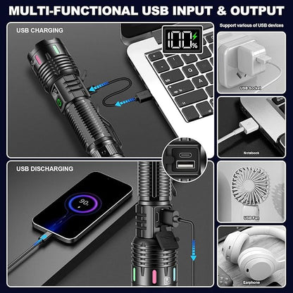 Esgreen Rechargeable Flashlights High Lumens 100000 Single 2 Modes, Super - Image 6