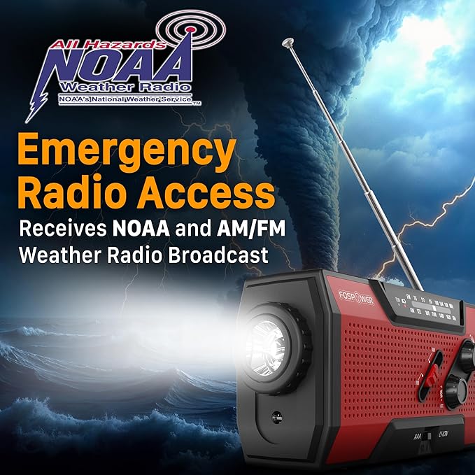 FosPower NOAA Emergency Weather Radio A1 7400mWh Portable Power Bank, - Image 2