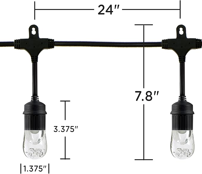 Enbrighten Classic Warm White String Lights, 36ft Black Cord, 18 Shatterproof - Image 2