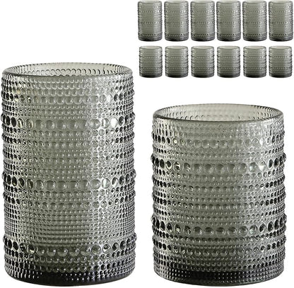 ZMOWIPDL Vintage Glassware Drinking Glasses Set of 12, Embossed Water Tumbler by ZMOWIPDL