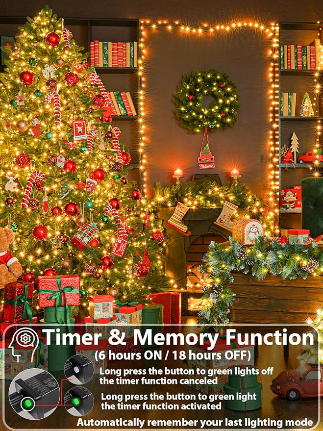 99FT 300 LED Christmas Decoration Lights Outdoor/Indoor, Memory Function & - Image 3