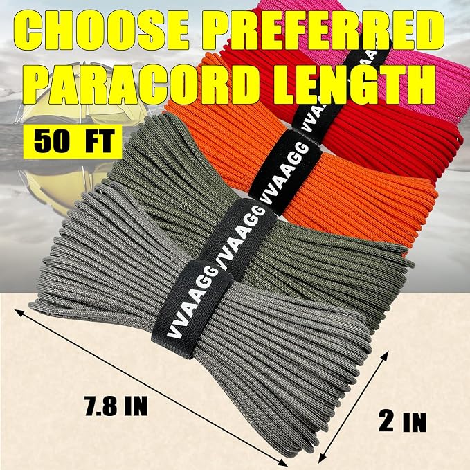 VVAAGG 1000 Paracord Rope, 50ft 12 Strand Parachute Cord - Image 3