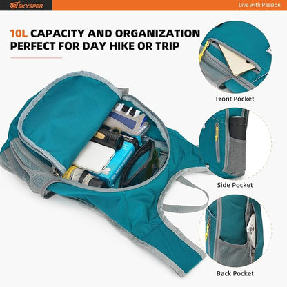 SKYSPER 10L Hiking Backpack Small Hiking Daypack Packable Lightweight Travel - Image 3