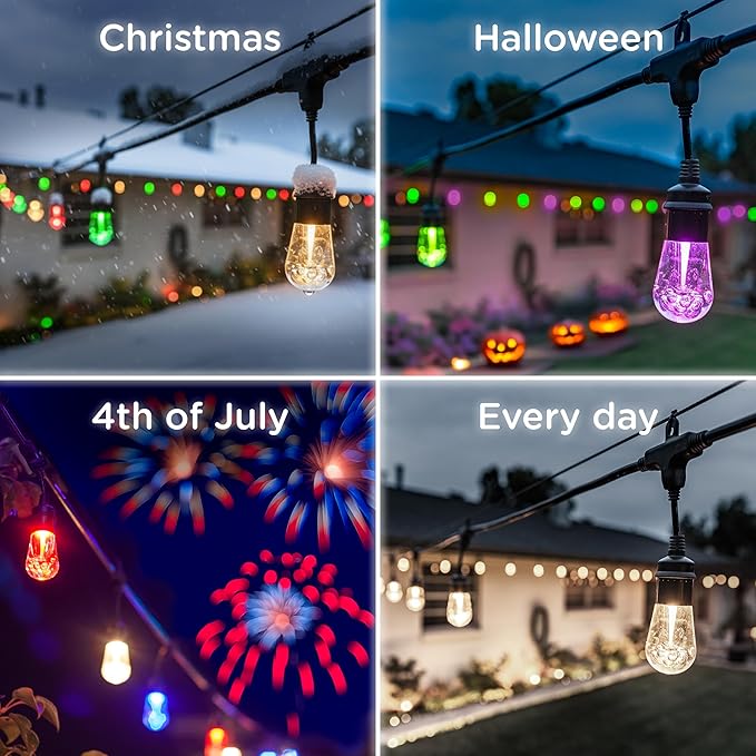 Enbrighten Vibe Vintagе Outdoor String Lights 2, 12 RGBWIC Shatterрroof Acrylic - Image 7