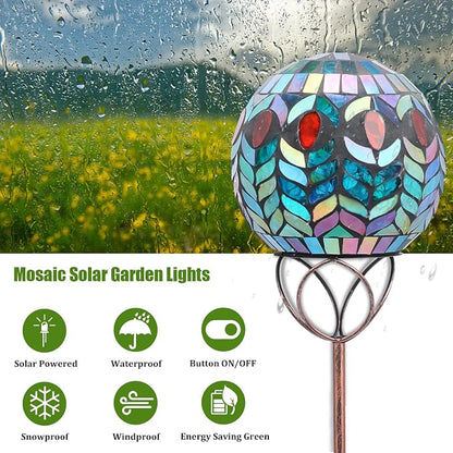 VCUTEKA Solar Outdoor Lights Garden Decor Mosaic Solar Garden Lights Waterproof - Image 3