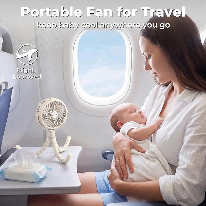 AMACOOL Battery Operated Stroller Fan, Baby Travel Essentials - Image 7