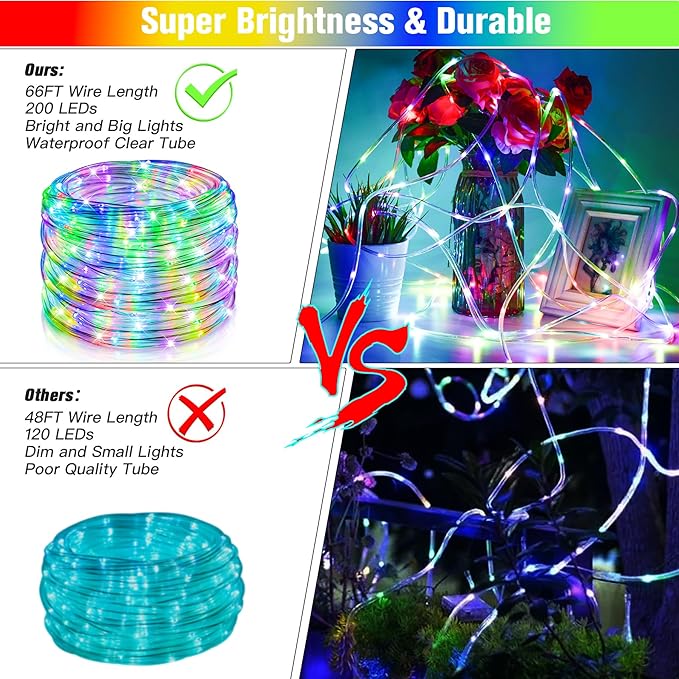 Nazuwke 66Ft LED Rope Lights Outdoor, 18 Colors Changing String Lights Plug in - Image 4