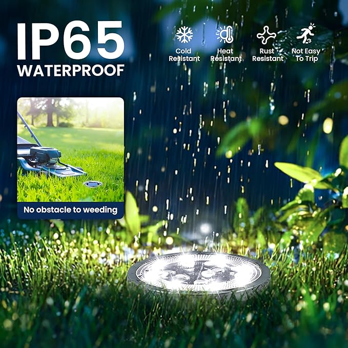 SOLPEX 10 Pack Solar Ground Lights Outdoor Waterproof, Solar Powered Pathway - Image 6