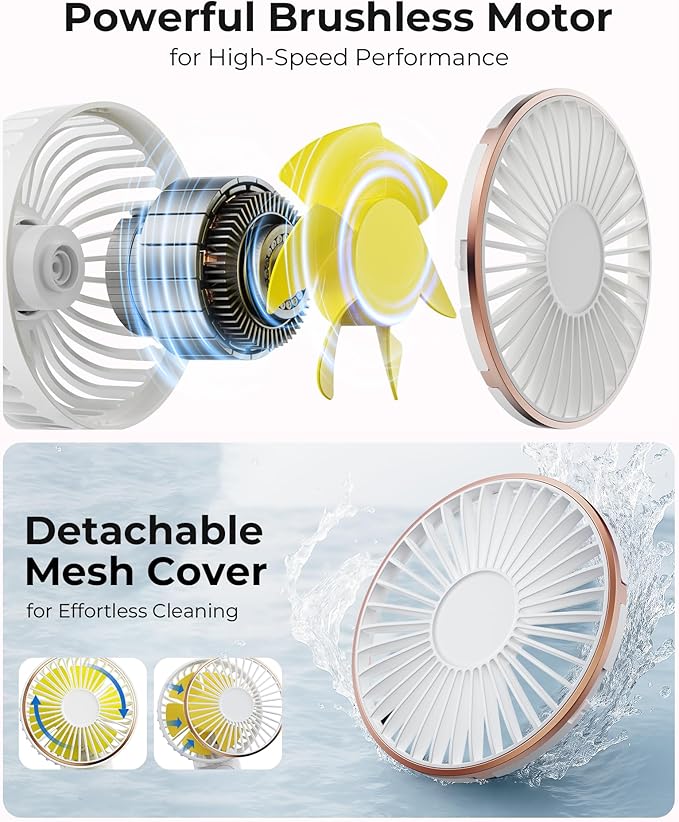 TUNISE Portable Handheld Fan, Portable Fan Rechargeable, 180° Adjustable - Image 3