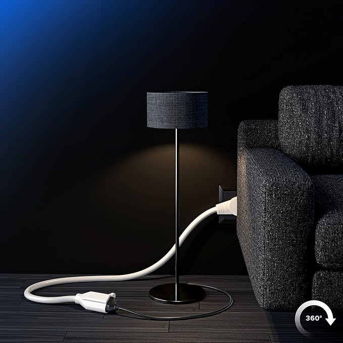 Maximm Extension Cord 5 Feet White Flat Plug, 360° Rotating Short Power Cord - Image 9