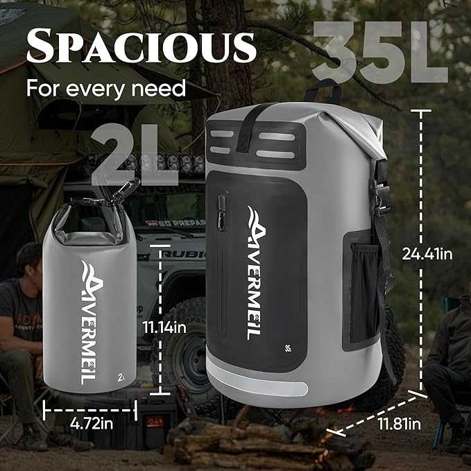 Waterproof Dry Bag with Waterproof Phone Case and small waterproof Bag Grey - Image 2