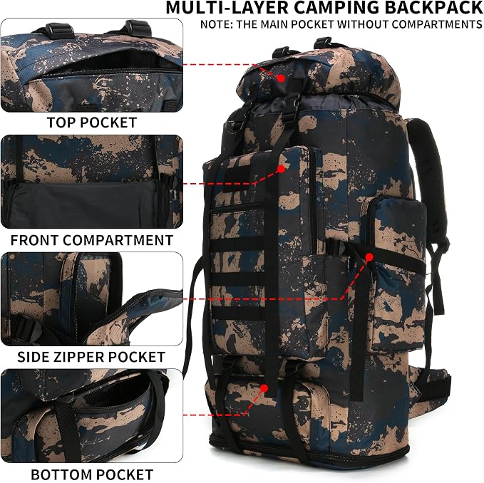 Hiking Backpack for Men 70L/100L Camping Backpack Military Rucksack Molle 3 - Image 3