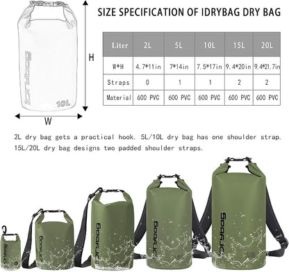 IDRYBAG Dry Bag for Kayaking Waterproof 2L/5L/10L/15L/20L, Small Dry Sack - Image 4