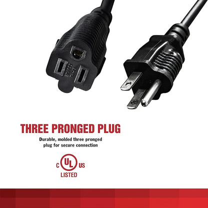 25 Ft Black Extension Cord 3 Prong, Weather-Resistant 16/3 SJTW, 1625 Watt - Image 6